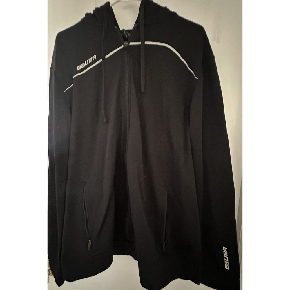 Bauer Team Hockey Rink Hoodie Zip Jacket Men’s XXL Black Full Zip Pockets Logo